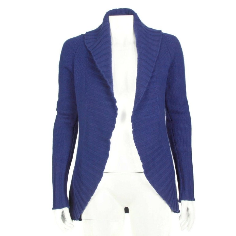 Malika Pretty Blueberry Purple Cascading Cashmere Cardigan Womens Small - 410